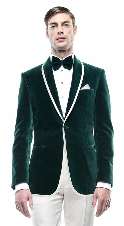 Green V-Neck Suit